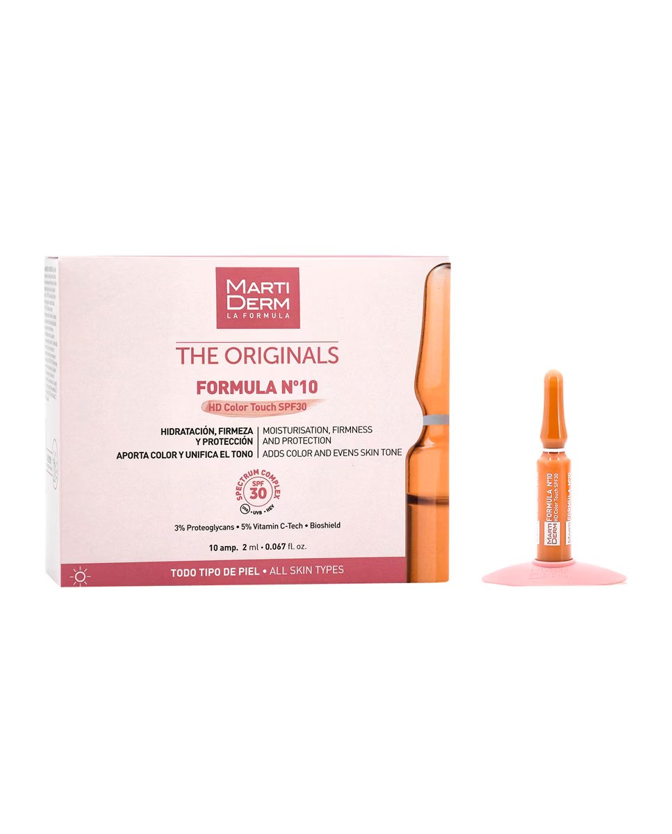 Formula Nº10 HD Color Touch SPF 30 ампулы MartiDerm: тон, сияние и защита