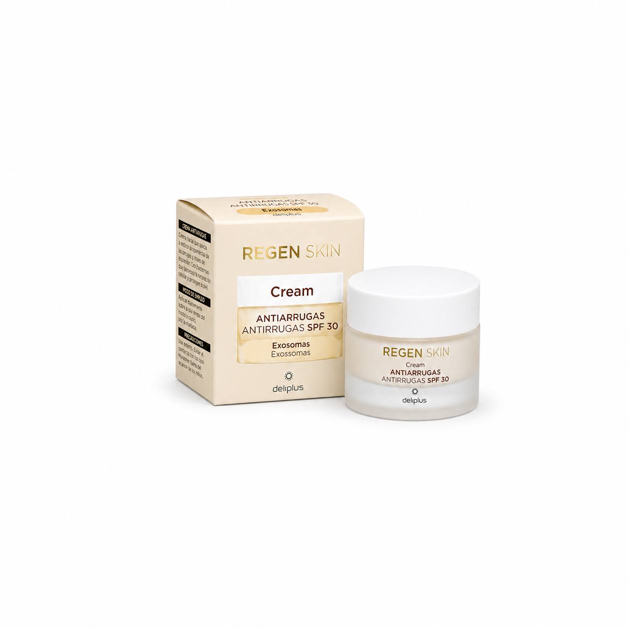 Дневной крем для лица анти-возрастной Regen Skin Deliplus с экзосомами SPF 30 (50 мл). Anti-age Day Facial Cream Regen Skin Deliplus with Exosomes SPF 30 (50 ml).