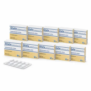 Глиалия 400 мг + 40 мг таблетки (60 таблеток × 10 упаковок). Glialia 400 mg + 40 mg tablets (60 tablets × 10 packs)